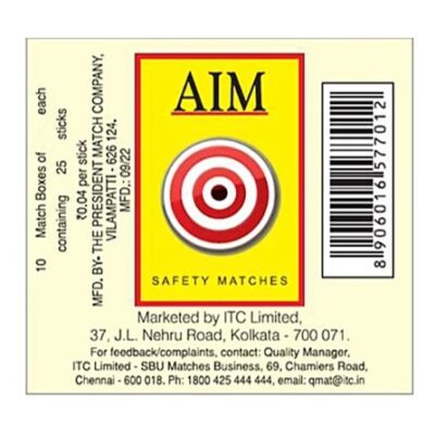 AIM Matches Box, 25 Sticks (Pack of 10)