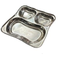 Stainless Steel Kids Printed Partition Dinner Plate