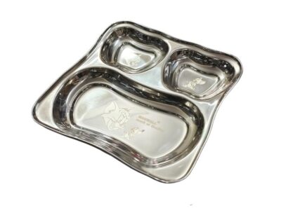 Stainless Steel Kids Printed Partition Dinner Plate
