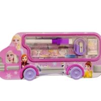 Metal Bus Shaped Pencil Box Case with Pencil, Eraser Double Layer Pencil Case
