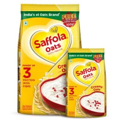 Saffola Oats Natural Rolled Oats (1 kg + FREE 300g Pack)
