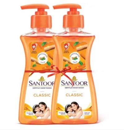 Santoor Sandalwood & Tulsi Hand Wash Pump Dispenser (2x100g)