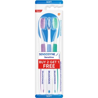 Sensodyne Sensitive with soft rounded bristles Soft Toothbrush  (Pack of 3)