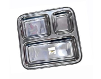 Stainless Steel 3 in 1 Pav Bhaji Plate