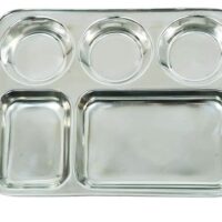Stainless Steel Lunch/Dinner Plate/Bhojan Thali 5 in 1 Compartments (Tray)