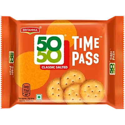 Britannia 50-50 Time Pass Salted Biscuit, 142g