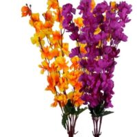 Blossome Orchids Flowear Bunch Orange, Purple Orchids Artificial Flower  (22 inch, Pack of 2, Flower Bunch)
