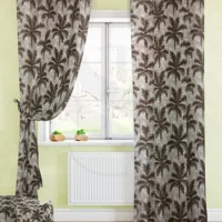 Door Curtains - Tree Polyester Print Fast Color Brown Curtains, 7 feet